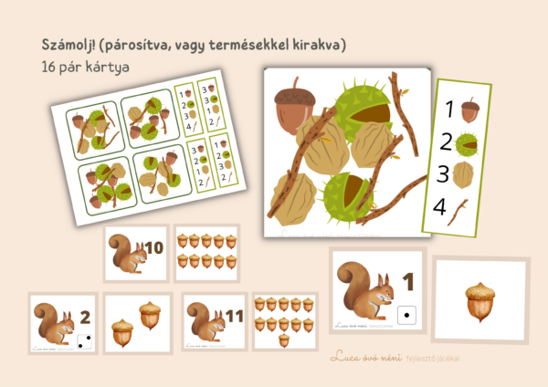 Játékok őszi termésekkel (nyomtatható kártyák, lapok) - Image 2