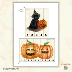 Halloween tökök és macska - számos kirakók