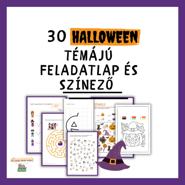 30 oldal halloween témájú feladatlap és színező