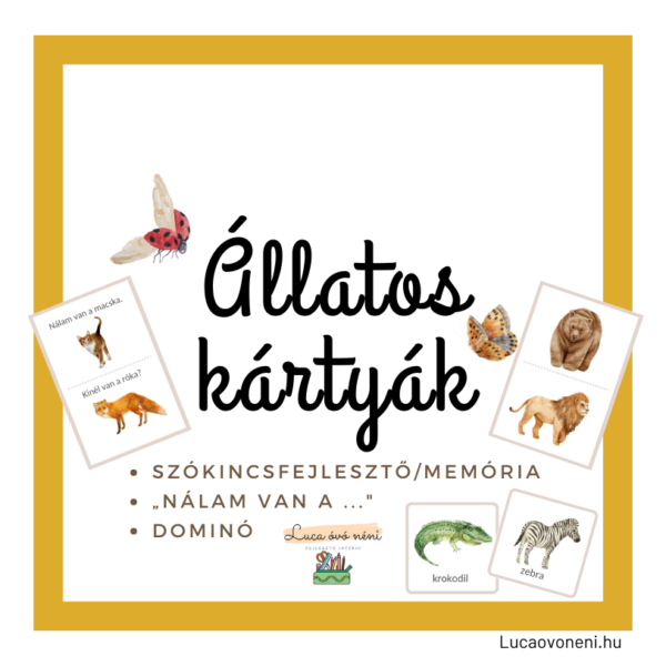 Állatos kártyajátékok (szókincsfejlesztő, memória, "Nálam van a..")
