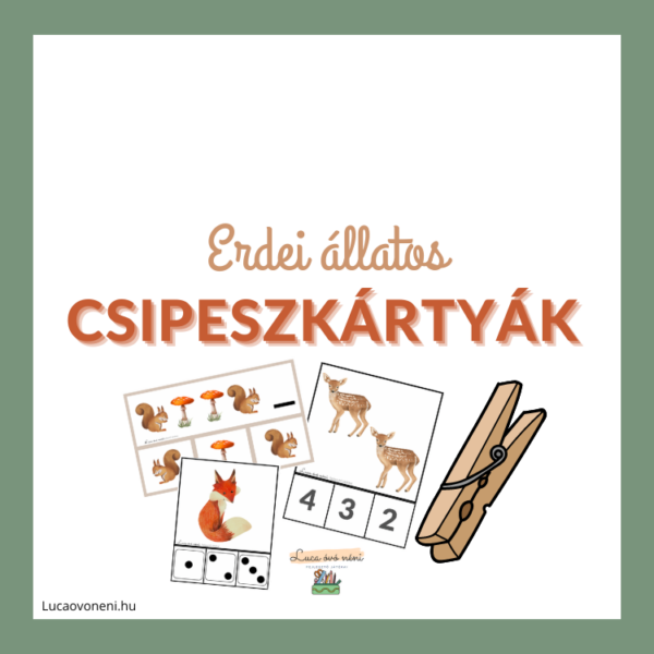Erdei állatos csipeszkártyák
