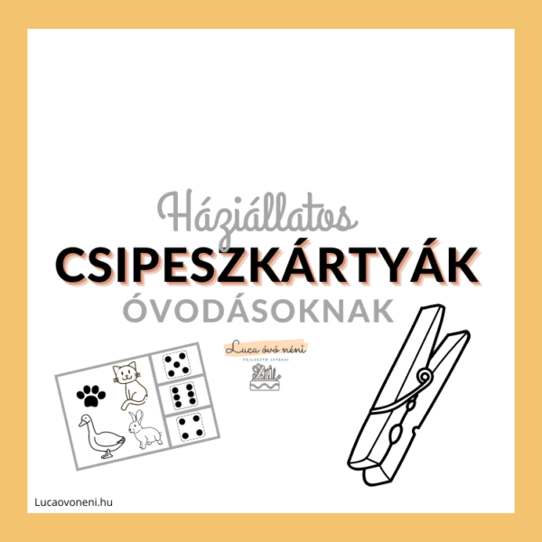 Háziállatos csipeszkártyák (fekete-fehér nyomtatáshoz)