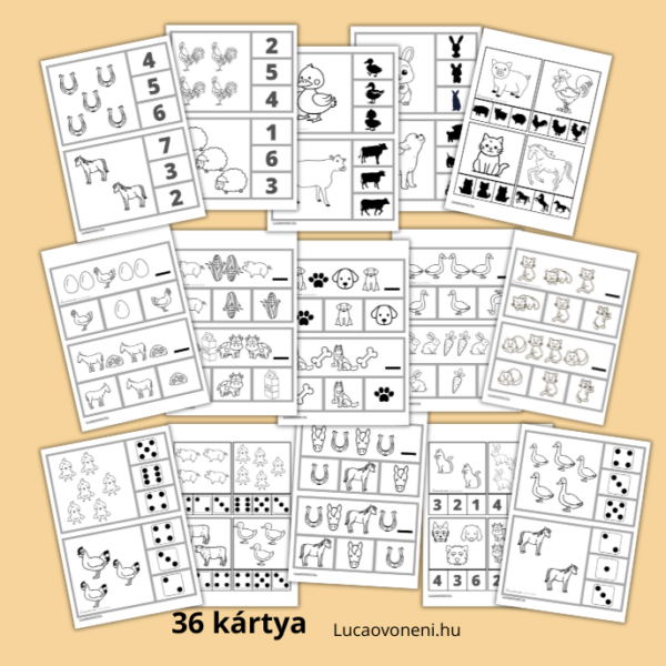 Háziállatos csipeszkártyák (fekete-fehér nyomtatáshoz) - Image 2