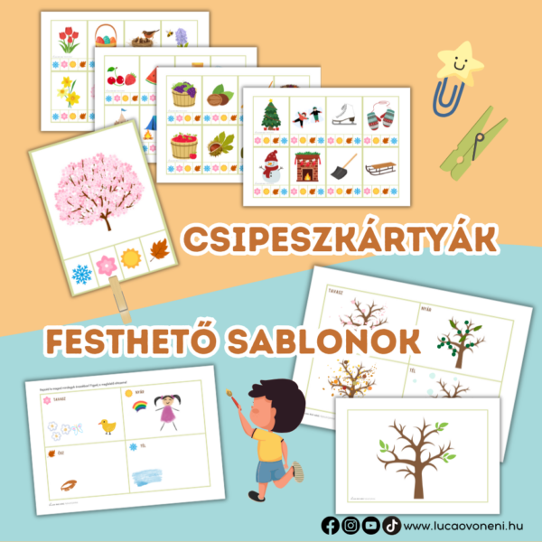 Évszakok - csipeszkártyák és sablonok