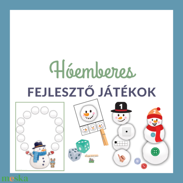 Hóemberes fejlesztő játékok - társasjáték, számolós, csipeszkártyák